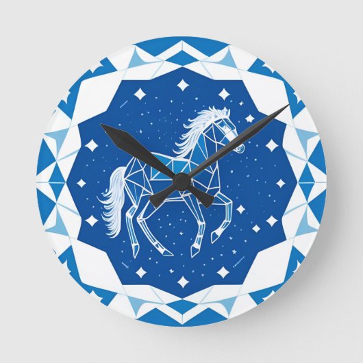 Geometrische paardillustratie ronde klok (Voorkant)