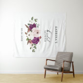 Geometrische paarse blosroze bloemrijke bruidsdouc wandkleed (In Situ (horizontaal))