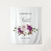 Geometrische paarse blosroze bloemrijke bruidsdouc wandkleed (Voorkant)