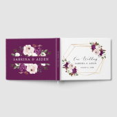 Geometrische Paarse Blush Roze Bloemen Bruiloft Gastenboek (Volledig)