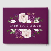 Geometrische Paarse Blush Roze Bloemen Bruiloft Gastenboek (Achterkant)