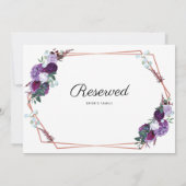 Geometrische Paarse bruiloft achtergebleven teken (Achterkant)