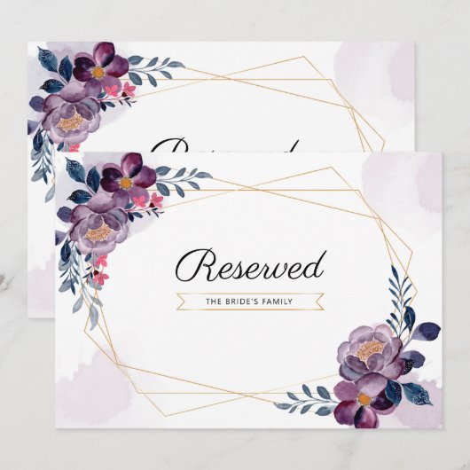 Geometrische Paarse bruiloft achtergebleven teken (Voorkant / Achterkant)