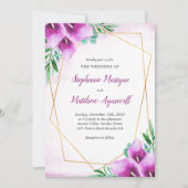 Geometrische Paarse Calla Lily Waterverf Bruiloft Kaart (Voorkant)