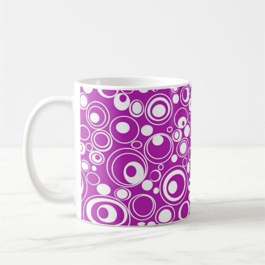 Geometrische Paarse cirkels Koffiemok (Links)