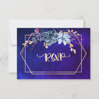 Geometrische Paarse Floral Waterverf Wedding RSVP Kaartje