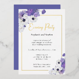Geometrische Paarse Floral Wedding Party Folie Uitnodiging