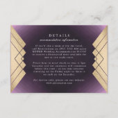 Geometrische paarse Gatsby-huwelijksdetails in gou RSVP Kaartje (Voorkant)