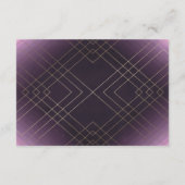Geometrische paarse Gatsby-huwelijksdetails in gou RSVP Kaartje (Achterkant)