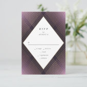 Geometrische Paarse Gatsby Wedding RSVP (Staand voorkant)