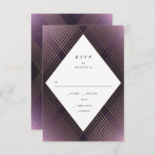 Geometrische Paarse Gatsby Wedding RSVP (Voorkant / Achterkant)