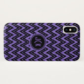 Geometrische Paarse glitter en zwarte zigzag Chevr Case-Mate iPhone Case (Achterkant (horizontaal))