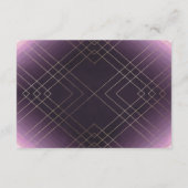 Geometrische Paarse Gold Foil Weddenschap Enclosur RSVP Kaartje (Achterkant)