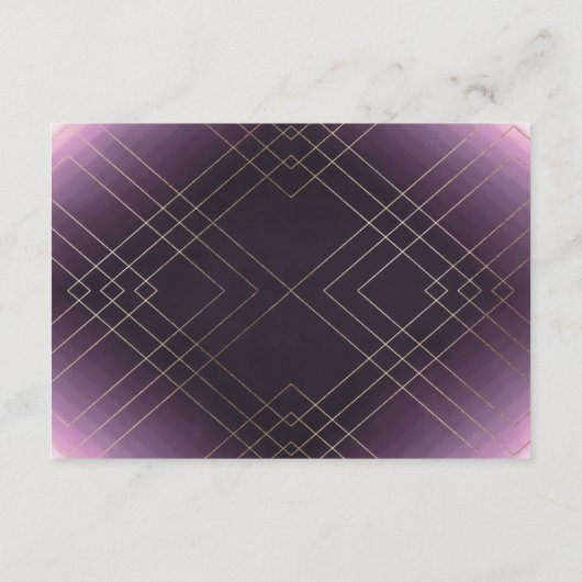 Geometrische Paarse Gold Foil Weddenschap Enclosur RSVP Kaartje (Achterkant)