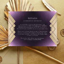 Geometrische Paarse Gold Foil Weddenschap Enclosur RSVP Kaartje