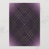 Geometrische Paarse goudbruidsuitnodiging Kaart (Achterkant)