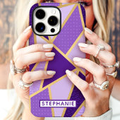 Geometrische Paarse gouden aangepaste naam Case-Mate iPhone Case