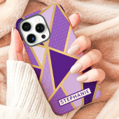 Geometrische Paarse gouden aangepaste naam Case-Mate iPhone Case