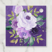 Geometrische paarse gouden bloemrijke bruidsdouche bedankjes labels (Achterkant)