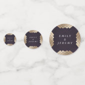 Geometrische paarse gouden Gatsby-bruiloft Confetti (Voorkanten)