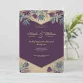 Geometrische paarse goudwaterverf kaart (Staand voorkant)