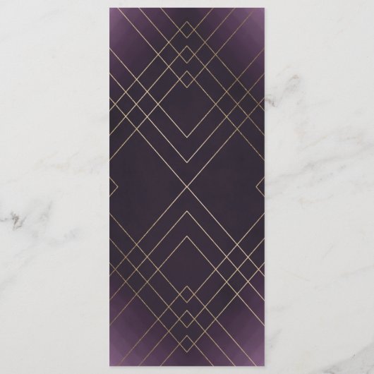 Geometrische Paarse goudweddenschappen Programmakaart (Achterkant)