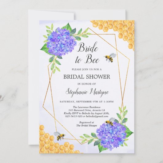 Geometrische Paarse hydrangea Vrijgezellenfeest ho Kaart (Voorkant)