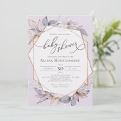 Geometrische Paarse lavender Baby shower Kaart (Staand voorkant)