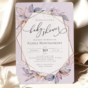 Geometrische Paarse lavender Baby shower Kaart