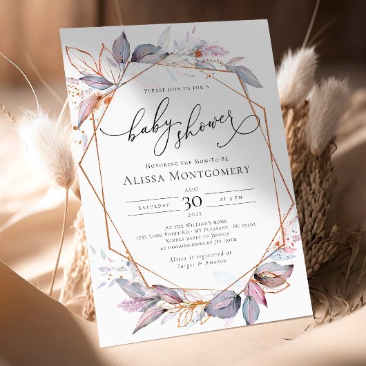 Geometrische Paarse lavender Baby shower Kaart