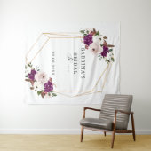 Geometrische paarse roze bloemige bruids douche  wandkleed (In Situ (horizontaal))
