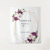 Geometrische paarse roze bloemige bruids douche  wandkleed (Voorkant)