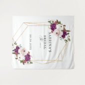 Geometrische paarse roze bloemige bruidsdouche  wandkleed (Voorkant (horizontaal))