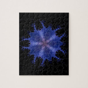 Geometrische paarse sterrenhemel zwarte legpuzzel