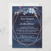 Geometrische paarse waterverf bloemen bruiloft kaart (Voorkant)