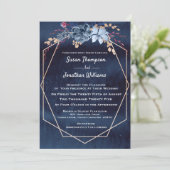 Geometrische paarse waterverf bloemen bruiloft kaart (Staand voorkant)