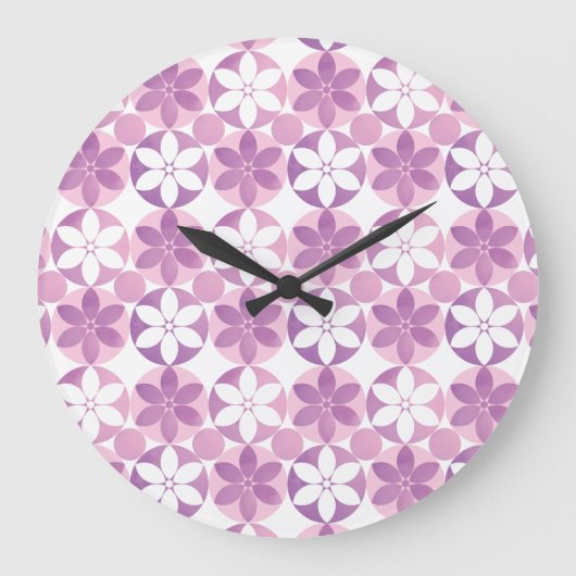 Geometrische Paarse Waterverf ventilatorpatroon Te Grote Klok (Voorkant)