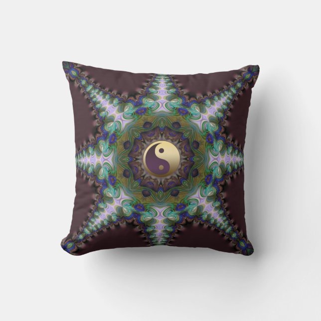 Geometrische pacock Star Yin Yang Cushion / Pillow Kussen (Voorkant)