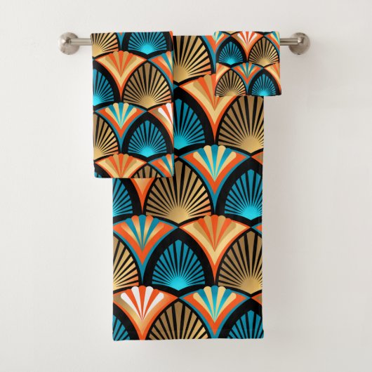 Geometrische palm verlaat gouden patronen in Art D Bad Handdoek (Insitu)