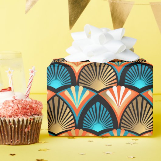 Geometrische palm verlaat gouden patronen in Art D Cadeaupapier (Verjaardagsfeest)