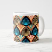 Geometrische palm verlaat gouden patronen in Art D Grote Koffiekop (Voorkant rechts)