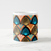 Geometrische palm verlaat gouden patronen in Art D Grote Koffiekop (Voorkant)