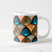 Geometrische palm verlaat gouden patronen in Art D Grote Koffiekop (Rechts)