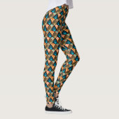 Geometrische palm verlaat gouden patronen in Art D Leggings (Rechts)