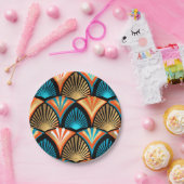 Geometrische palm verlaat gouden patronen in Art D Papieren Bordje (Feest)