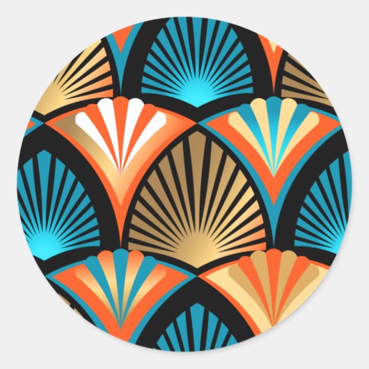 Geometrische palm verlaat gouden patronen in Art D Ronde Sticker (Voorkant)