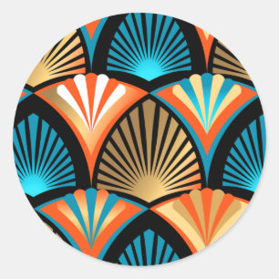 Geometrische palm verlaat gouden patronen in Art D Ronde Sticker