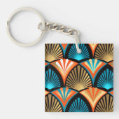 Geometrische palm verlaat gouden patronen in Art D Sleutelhanger (voorkant)