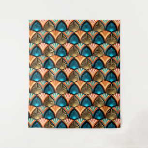 Geometrische palm verlaat gouden patronen in Art D Wandkleed