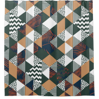 Geometrische palmbladeren, trendy patroon douchegordijn